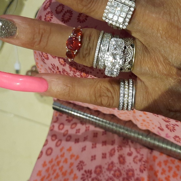 GENUINE PADPARASIA SAPPHIRE SEPTEMBER BIRTHSTONE CZ STERLING SILVER RING 5 - Picture 1 of 5